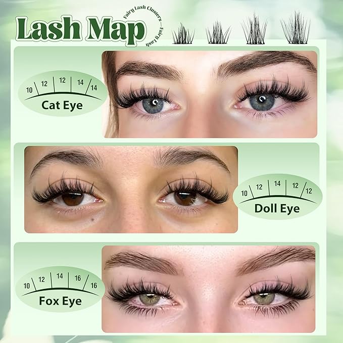 Anime Eyelash Clusters Natural Lash Clusters Fairy Lash Extension Cluster Wispy 3D Fluffy Individual Eyelashes Hair-Like Strokes Cluster Eyelash Extensions C-Curly Feathery Texture Cluster Lashes