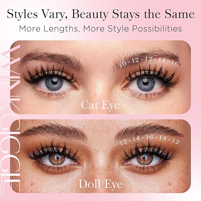 Fairy Lash Clusters Wispy Lashes Clusters with spikes, 10-16mm Manga Eyelash Clusters, DIY Individual Lash Extensions with Soft Ultra-thin Band, 120pcs (D05)