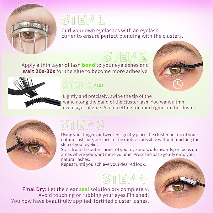 Wispy Lash Clusters Kit Manga Eyelash Extensions Kit with Lash Bond and Seal Spiky Doll Lash Extensions Natural Individual Lashes Kit 165Pcs 8MM-16MM