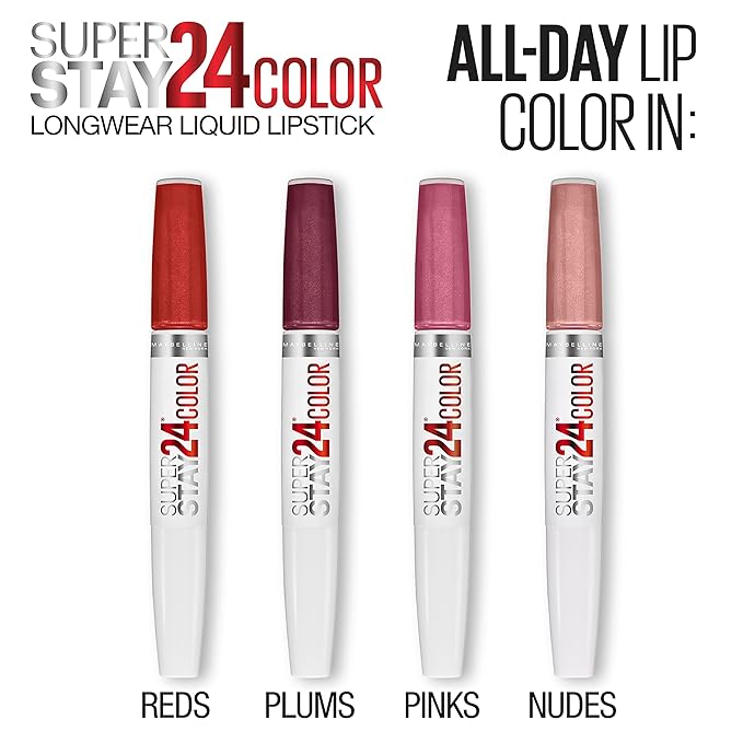 Maybelline Super Stay 24, 2-Step Liquid Lipstick Makeup, Long Lasting Highly Pigmented Color with Moisturizing Balm, Perpetual Plum, Purple, 1 Count