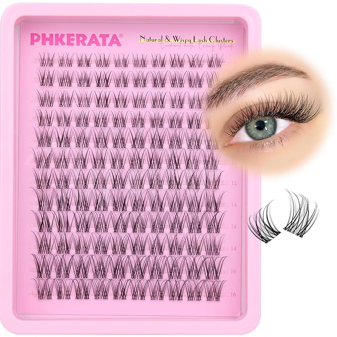 Natural Lash Clusters Invisible Band Eyelash Clusters Wispy Lashes Clusters 120 pcs C Curvature Cluster Eyelash Extensions DIY Thin Clear Band Individual Lashes at Home, 8-16mm