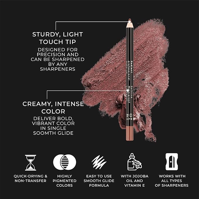 Radiant Professional Waterproof Lip Liner Pencil - Long Lasting Lip Liner for Defined Lips - Soft & Creamy Lipliner with Vitamin E - 1.20gr, (11 WINE)