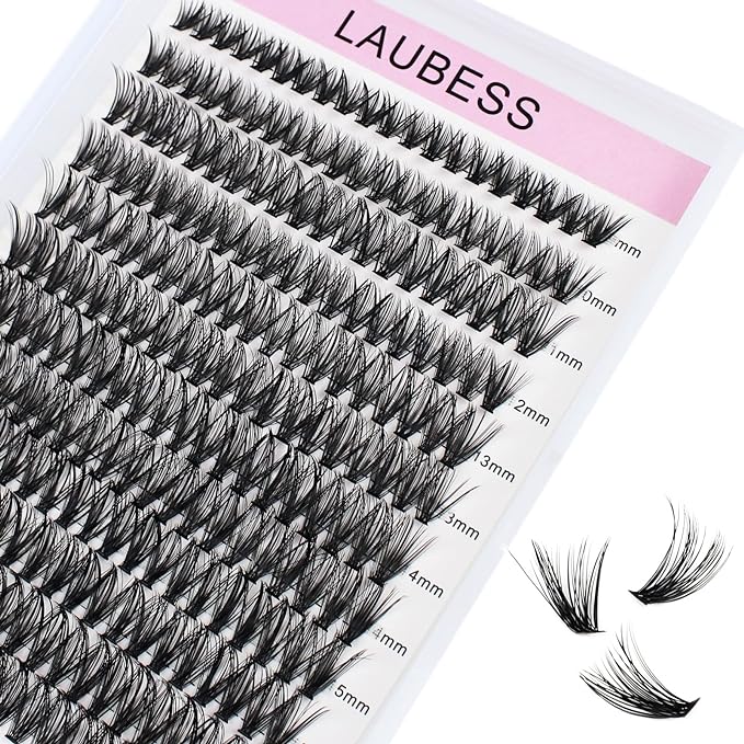 Lash Clusters LAUBESS Individual Lashes Waterproof Eyelash Clusters Mixed Tray Cluster Eyelash Extensions Soft Cluster Lashes for Beginners(40D-0.05D-9-16)