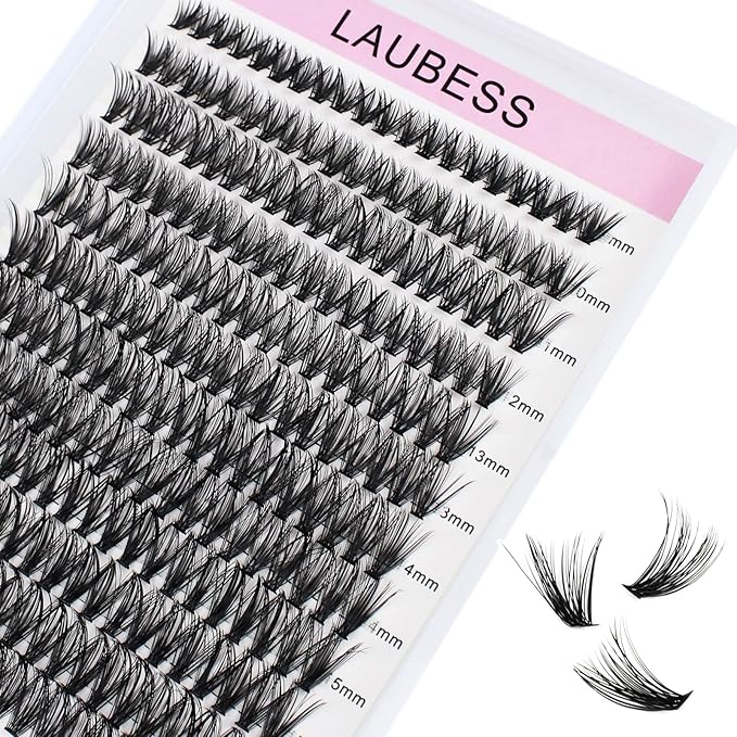 Lash Clusters LAUBESS Individual Lashes Waterproof Eyelash Clusters Mixed Tray Cluster Eyelash Extensions Soft Cluster Lashes for Beginners(40D-C-8-14)