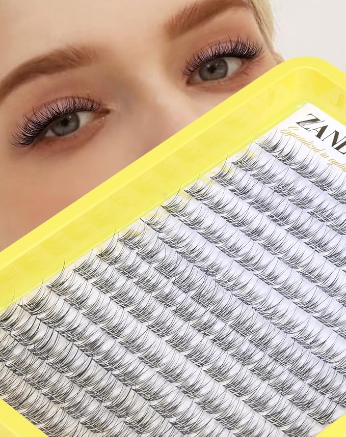 Cluster Lashes Natural Eyelash Clusters CC-Curly Eyelash Extension Wispy Individual Lashes Clusters Clear Band ZANLUFLY DIY Lash Extension (9MM 10MM 11MM,140Pcs)