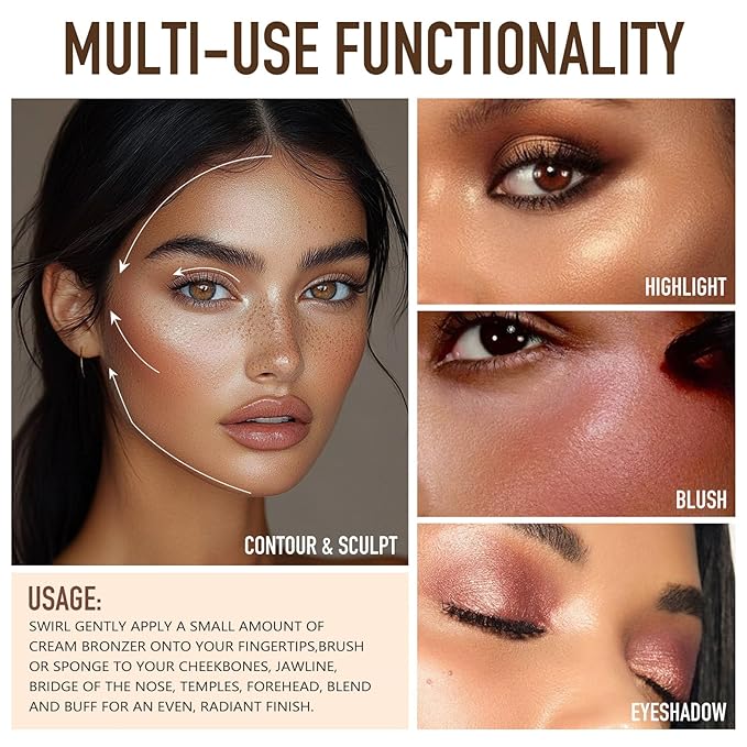 UCANBE Face & Body Cream Bronzer, Natural Tan Sun-Kissed Glow, Buildable Blendable for Long Lasting Bronzed Glow, Lightweight Contour Bronzing Multi-Use Shaping Palette for All-Day Luminous