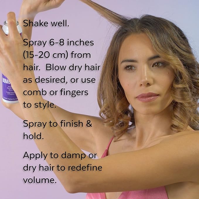 ALOXXI Bombshell Volumizing Grip Styler 3-in-1 Texturizing Hairspray & Dry Shampoo Adds Volume, Texture & Medium Hold Heat Protection up to 450F, 6.5 Oz