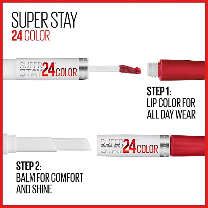 Maybelline Super Stay 24, 2-Step Liquid Lipstick Makeup, Long Lasting Highly Pigmented Color with Moisturizing Balm, All Night Apricot, Nude Orange, 1 Count