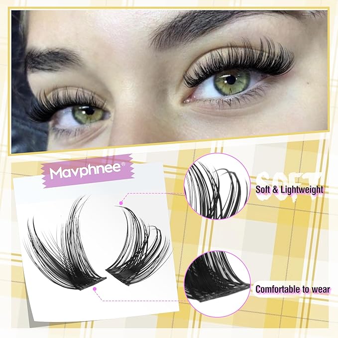 Eyelash Clusters Wispy Lash Extensions Natural Individual Lashes D-Curly Cluster Lashes 10-18MM DIY at Home Cluster Eyelash Extensions 120 Pcs Eye Lash Clusters by Mavphnee
