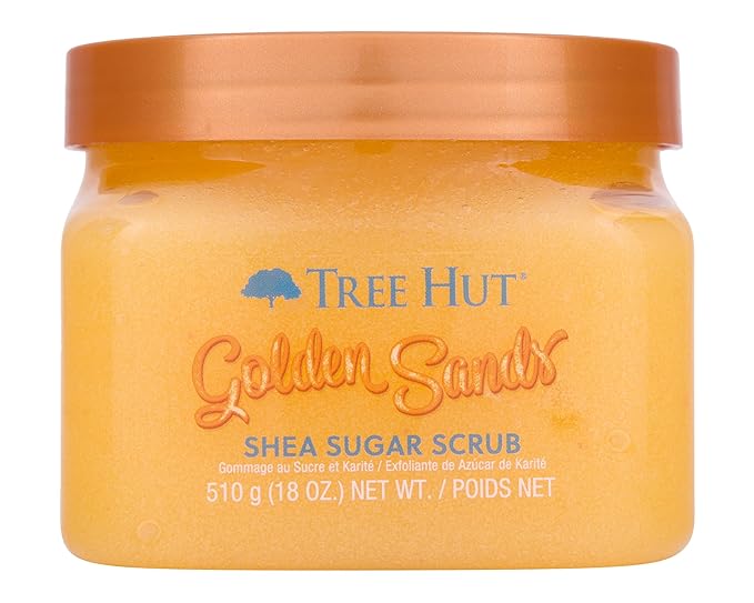 Tree Hut Golden Sands Shea Sugar Scrub, Exfoliating, Hydrating & Moisturizing Body Scrub with Shea Butter & Nourishing Essential Oils, Smooth & Soften Skin, 18 oz