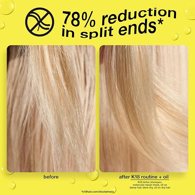 K18 Molecular Repair Hair Oil, Weightless Oil for Stronger, Healthier Hair, Suitable For All Hair Types, 0.34 Fl Oz