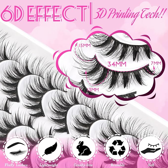 Veleasha Manga Lashes Wispy Eyelashes 7-15MM C Curl Cat Eye Lashes with Soft Black Cotton Band Anime Spiky Eyelashes Crisscross False Eyelash 10 Pairs Pack (Spiky04)