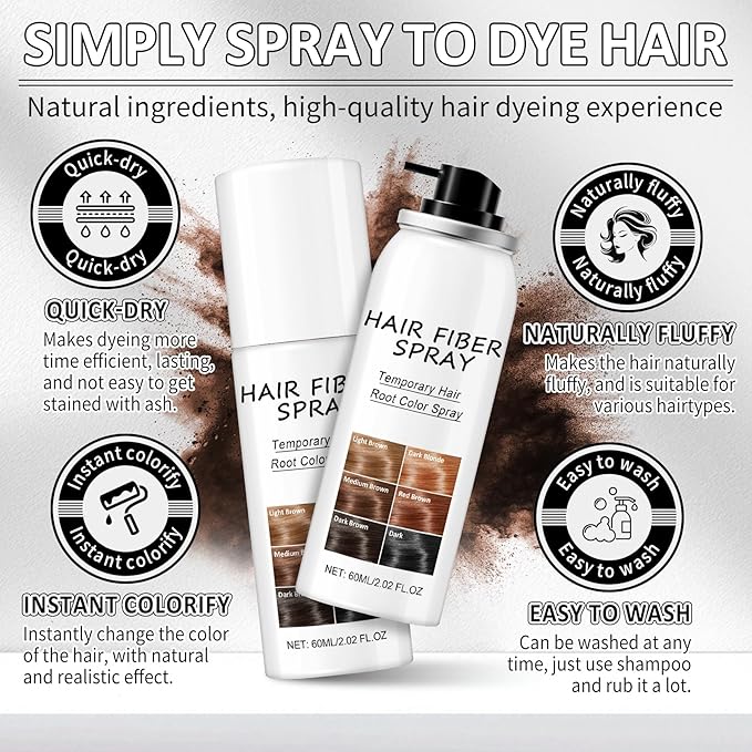 CAHIUYOA Root Cover Up Temporary Hair Color Spray,Instant Gray Root Cover Up,Professional Quick Cover Up Hair Products for Women and Men,Dark Brown Hair Color Spray 2.02 oz