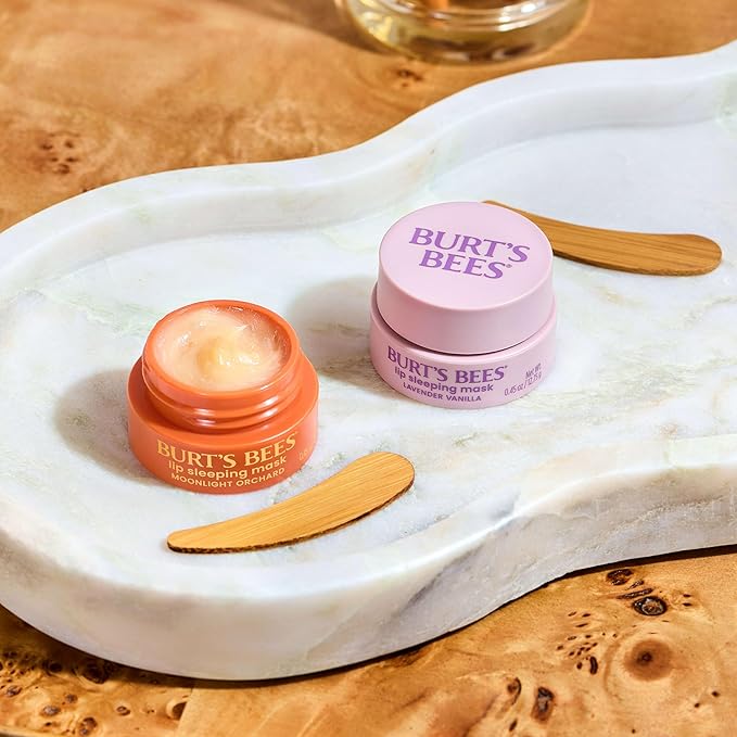 Burt’s Bees Stocking Stuffers, Lavender Vanilla Lip Sleeping Mask, With Hyaluronic Acid and Squalane Moisturizer To Instantly Hydrate Lips, Overnight Lip Mask, Lip Treatment Christmas Gifts, 0.45 oz.