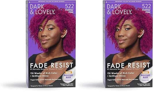 Softsheen-Carson Dark and Lovely Hair Dye, Fade Resist Hair Color with Conditioning Mask, Poppin Pink, 1 Kit (Pack of 2)