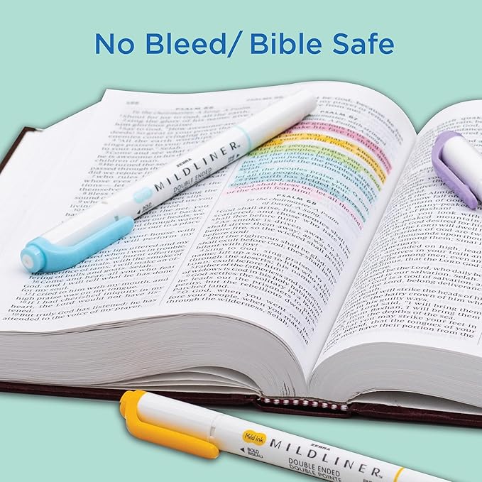 Zebra Pen Mildliner Dual-Tip Highlighter Set, Chisel and Bullet Tips, Ideal for Bible Highlighting, No Bleed, School Supplies and Teacher Supplies, Assorted Gentle Ink Colors, 5-Pack (78705)
