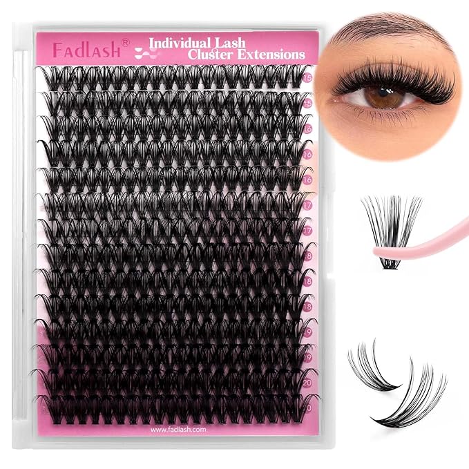 Individual Lashes Big Tray D Curl Lash Clusters 10D 20D 30D 40D Individual Lash Extensions Cluster Lashes Lash Extension Supplies Eyelash Clusters (40D-0.07D, 15-20mm)