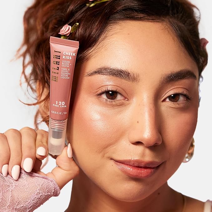 Milani Cheek Kiss Liquid Blush + Glow, Creamy 2-in-1 Blush for Cheeks and Highlighter Makeup for Dewy, Radiant Finish - 120 Pink Cava