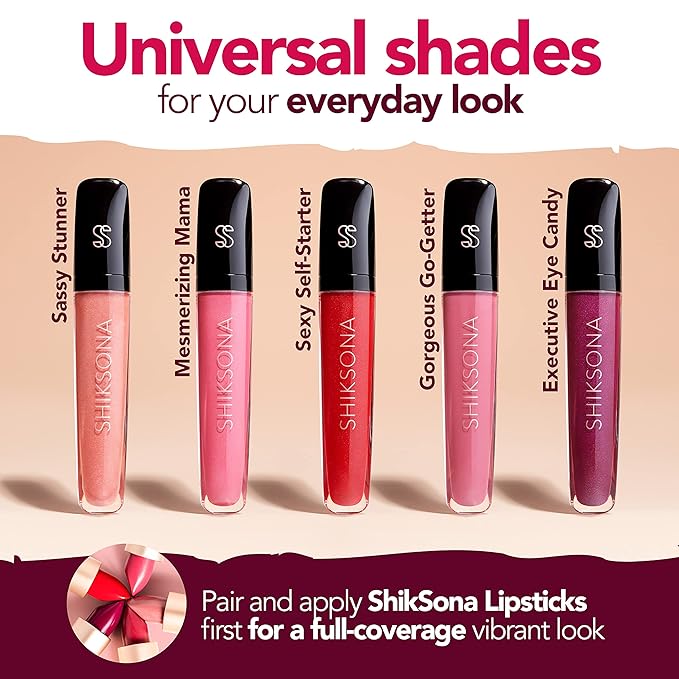 ShikSona High Shine Lip Gloss | Hydrating, Vegan, High Pigment, Non-Sticky Lipgloss in a Timeless, Universal Color | Gorgeous Go-Getter (Bold Pink)