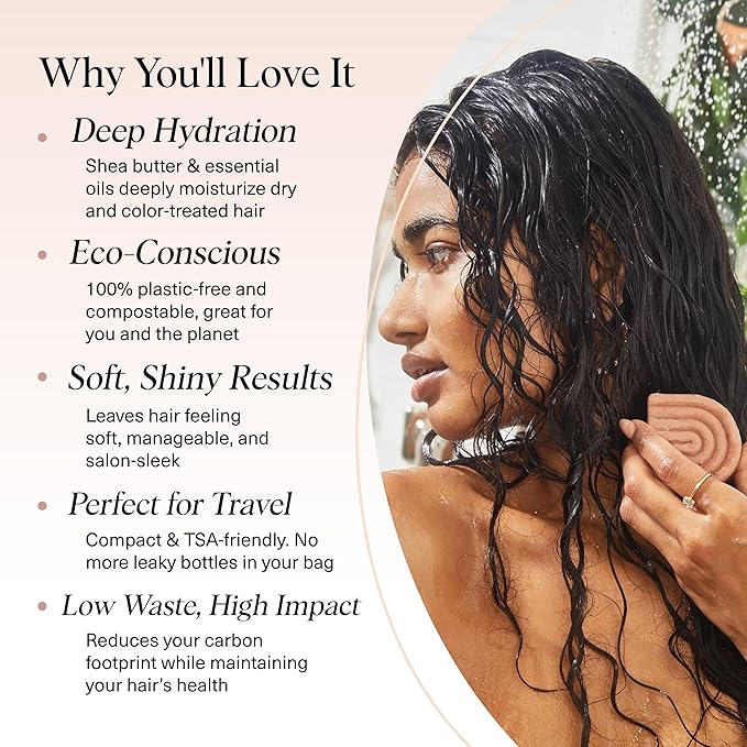 Kitsch Shea Butter Conditioner Bar – Shea Moisture Conditioner for Soft, Hydrated Hair – Solid Hair Conditioner for Hair Care – Paraben, Sulfate & Silicone-Free, Vegan, Made in USA - 2.7 oz