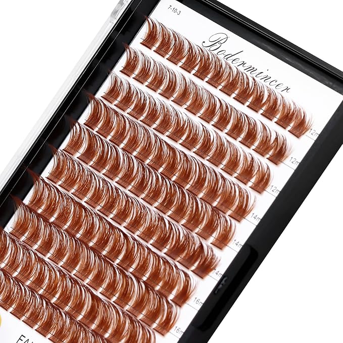 Bodermincer Lash Clusters D Curl Black/Brown/Colored Lashes 10-12-14/12-14-16/16-18-20mm Mixed Lash Clusters Kit For Beginner (M01-Light Brown-12-14-16mm MIX)