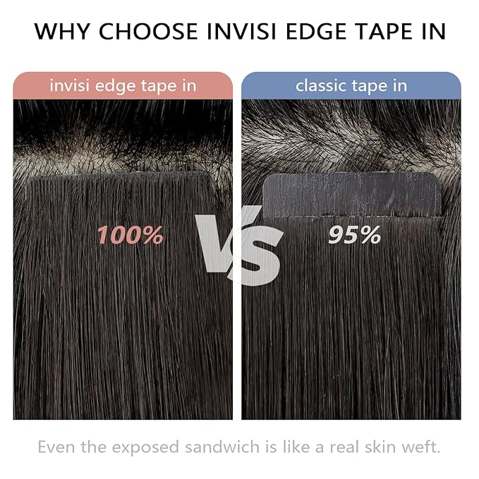 COOKAYU Invisible Tape in Hair Extensions, Injected Tape Hair Extensions Medium Brown to Caramel Blonde 50g 20pcs 22Inch Seamless Tape in Human Hair Extensions Straight