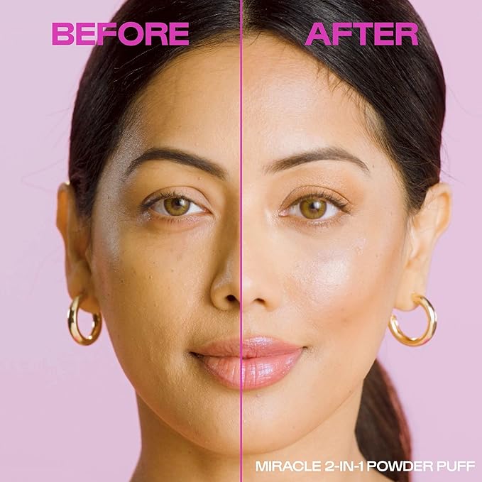 Real Techniques Miracle Complexion Sponge + Miracle 2-In-1 Powder Puff, Makeup Blending Sponge & Dual-Sided Powder Puff, For Liquids, Creams, & Powders, Vegan & Latex-Free, 2 Count