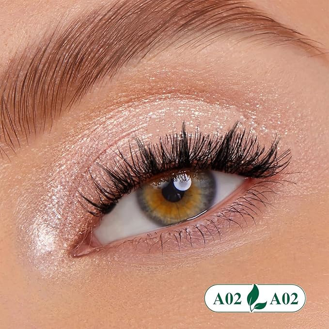 KEYYOU Daily Wear Reusable Magnetic Eyelashes 2 Pair with Applicator No Glue Needed 3D Natural Magnetic Lashes, Easy to Apply & Long Lasting for Daily Use & Events(A02+A02)