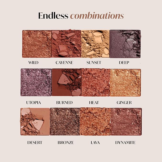 Lamora Nude Bronze Eyeshadow Palette - 12 Warm Brown Highly Pigmented Shimmer & Matte Shades - Travel Size Makeup Palette with Mirror