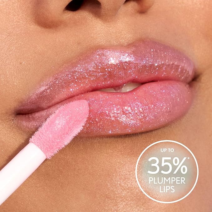 COVERGIRL Clean Fresh Yummy Plumper Lip Gloss, 760 Snow Place Like Home, Shiny, Vegan Formula, Easy to Apply, Minty Flavor, 0.33oz
