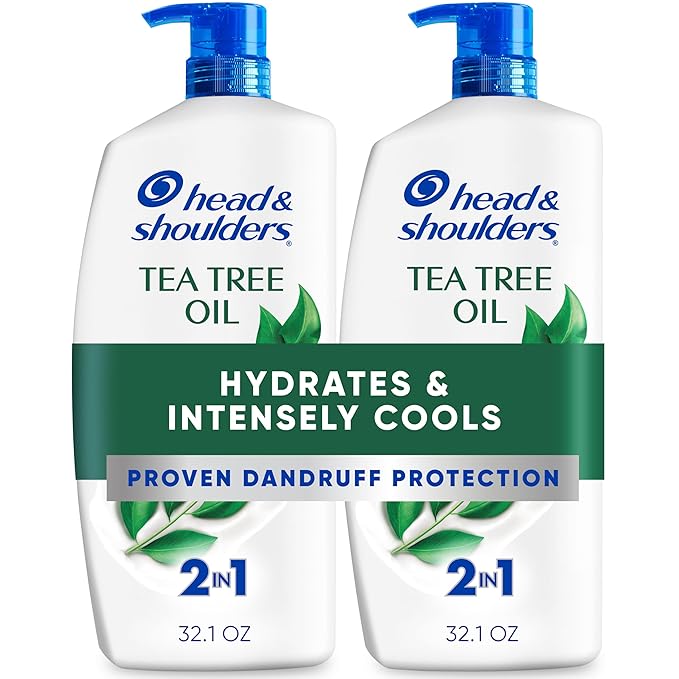 Head & Shoulders Anti-Dandruff Shampoo and Conditioner, Tea Tree Oil 2-in-1 Twin Pack, 1% Pyrithione Zinc, Tea Tree Shampoo with Cooling, Refreshed Scalp, 32.1 fl oz Each
