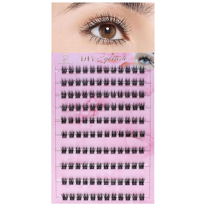 DIY Self Adhesive Eyelashes, Natural Volume Lash Clusters Kit, Pre Glued Eyelash Clusters, No Glue Needed Lashes Wispy, D-curl, Cluster Eyelash Extensions, Individual Lashes, 7#
