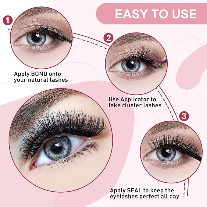 Lash Clusters Overnighter Lash Sealer for Cluster Lashes DIY Lash Extension Overnight Sealer Extend Lash Wear Up to 14 Days Lash Sealer Long Lasting Easy to Remove 5ml Black