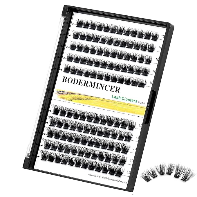 Bodermincer 120 Clusters 10mm+12mm/12mm+14mm/14mm+16mm Mixed Wide Cluster False Eyelash Individual Cluster EyeLashes Grafting Fake False Eyelashes Eyelash Extension (Black 10mm+12mm Mixed)
