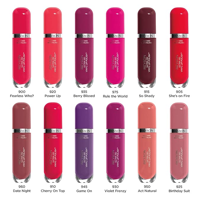 Revlon Ultra HD Vinyl Lip Polish, Liquid Lipstick, Game On, Violet Gloss