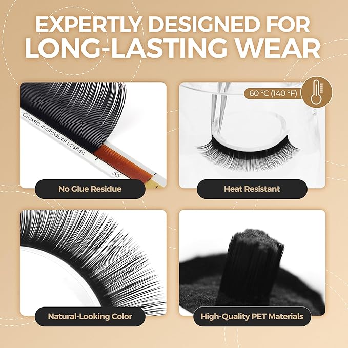 LASHVIEW 0.20 Thickness Silk Fake Eyelash D Curl 12mm Extensions Thick Lashes Natural Individual Semi-Permanent Eyelashes Application for Professional Salon Use