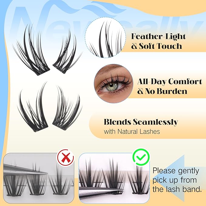 Bottom Eyelash Clusters Lower Lashes Natural Manga Individual Lashes 4-7MM Short Lash Extension Bottom Lash Clusters CC-Curly DIY at Home Easy Application by Newcally