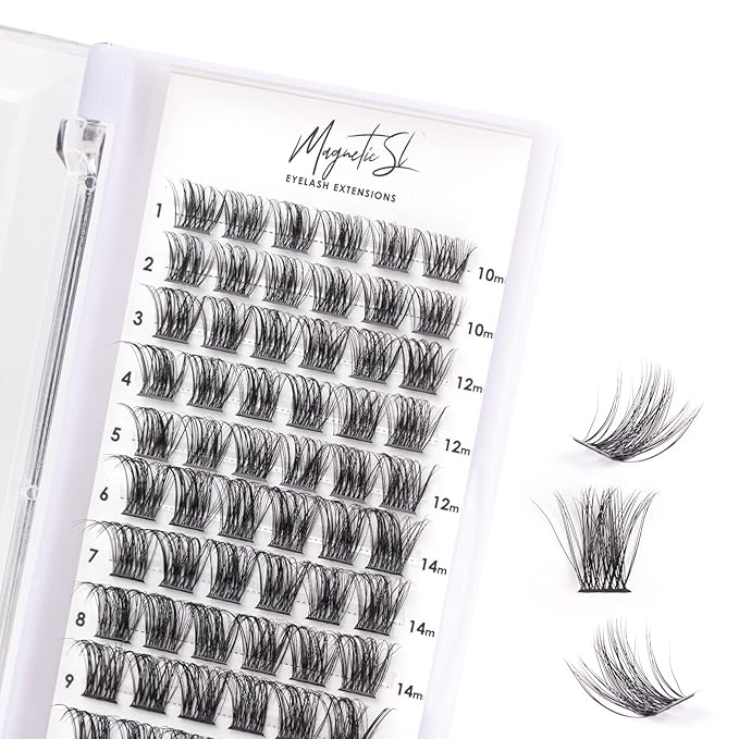 Cluster Lashes 72 Individual Lashes Clusters Eyelash Extensions False Eyelashes DIY Lash Extension Kit Reusable False Eyelashes Natural Look Mix 10-16mm C D-Curl-DM17