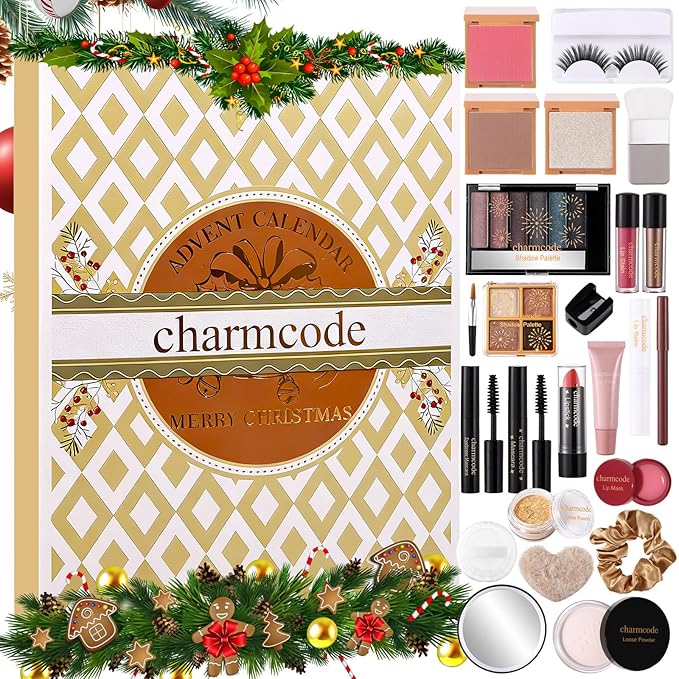 Makeup Advent Calendar 2025 – 24 Days Christmas Make Up Gift Set for Adlut Women & Teen Girls, CHARMCODE Xmas Cosmetic Countdown Calendar, Full Holiday Beauty Kits with Surprises