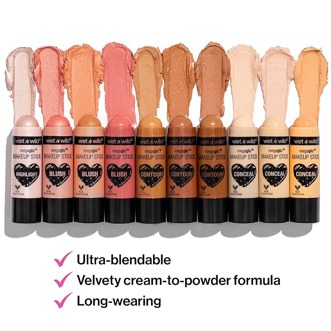wet n wild MegaGlo Makeup Stick, Buildable Color, Versatile Use, Cruelty-Free & Vegan - Nude For Thought