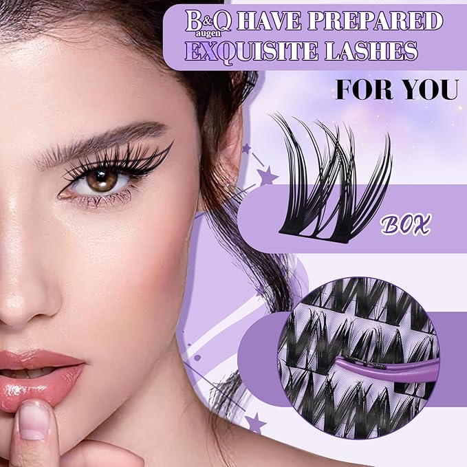 B&Q Flora Lash Clusters Kit B0X, DIY Lash Extension Kit 156PCS Eyelash Extension Kit, Soft Wispy Lash Clusters 8-18MIX D Curl Lash cluster, Thin Black Band Cluster Eyelash Extensions (B0X Set)