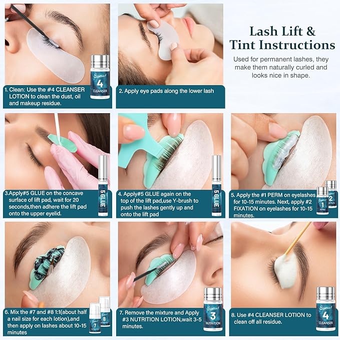 Lash Lift Kit 4 in 1 | Black, KERATIN Brow Lamination Eyelash Lift Kit For Eyelash Growth,12-weeks Long Lasting for Salon,Home Use