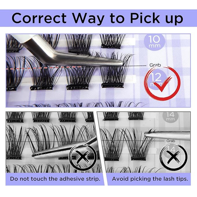 Self Adhesive Lashes 100pcs Natural Self Adhesive Eyelash Clusters Pre glued Lash Clusters No Glue Needed Lashes Wispy D+curly Cluster Eyelash extensions(R03)