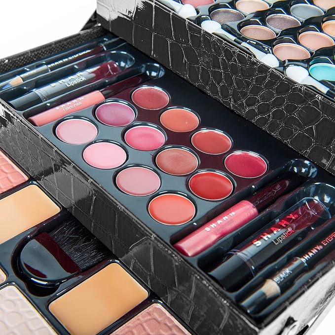 SHANY All In One Makeup Kit (Eyeshadow, Blushes, Powder, Lipstick & More) Holiday Exclusive - BLACK , 72 Piece Set