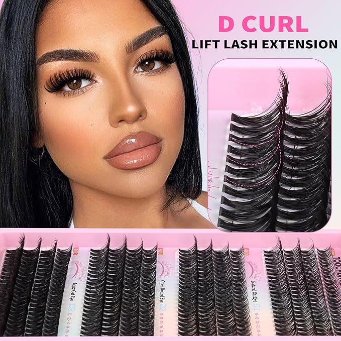 TOOCHUNAG Lash Extension Kit 384pcs Wispy Lash Clusters Kit 30D+40D+50D+60D Mixed Natural Cluster Eyelash Extension Kit 0.05D Individual Lashes with Lash Bond and Seal, Lash Tweezers
