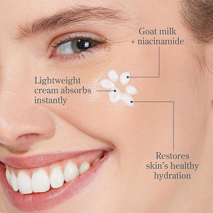 Beekman 1802 Bloom Cream Goat Milk Face Moisturizer with Niacinamides - Lightweight Daily Moisturizer, Deeply Hydrating, Nourishes Skin Barrier, Safe for Sensitive Skin, Cruelty Free, 1.69 floz