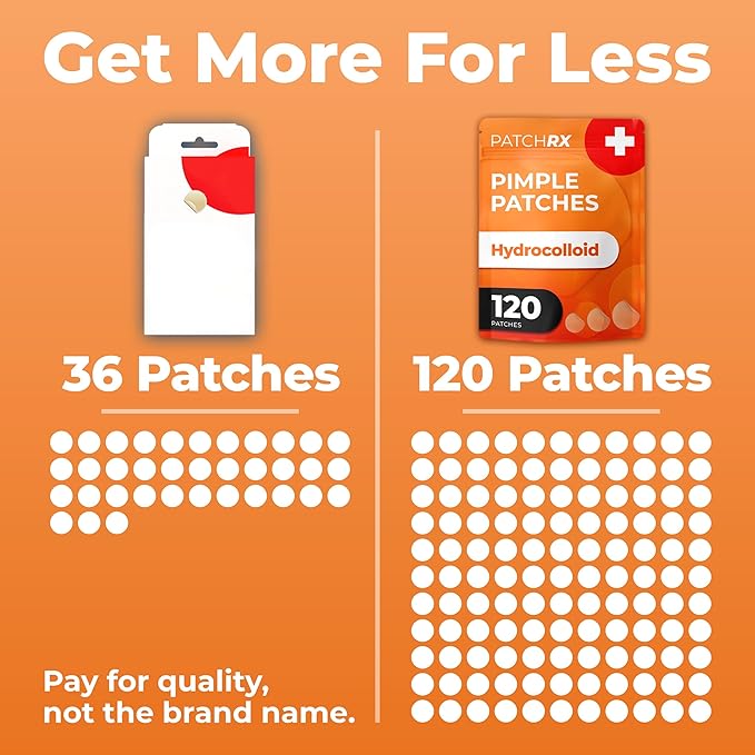 Acne Patches (120 Count) with Tea Tree Oil, Hydrocolloid Pimple Patches for Face - Zit Patch Acne Dots - Cystic Acne Patches Treatment - Pimple Patch with 3 Size Acne Stickers