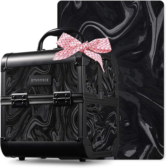 BYOOTIQUE Cosmetology Makeup Train Case 2-Tier Trays Portable Cosmetic Hairstylist Traveling Bag Storage Organizer Lockable Tattoo Box with Mirror for Artist Nail Tech,CoyoteButtes Shadows