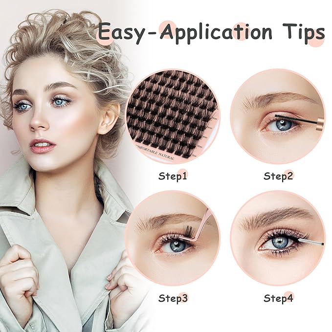 Lash Clusters 144 PCS 14mm Individual Lashes Eyelash Clusters D Curl Thick Cluster Eyelash Extensions Natural Wispy Cluster Lashes Reusable Volume Lash Clusters Lasting Lash(QD-14mm)