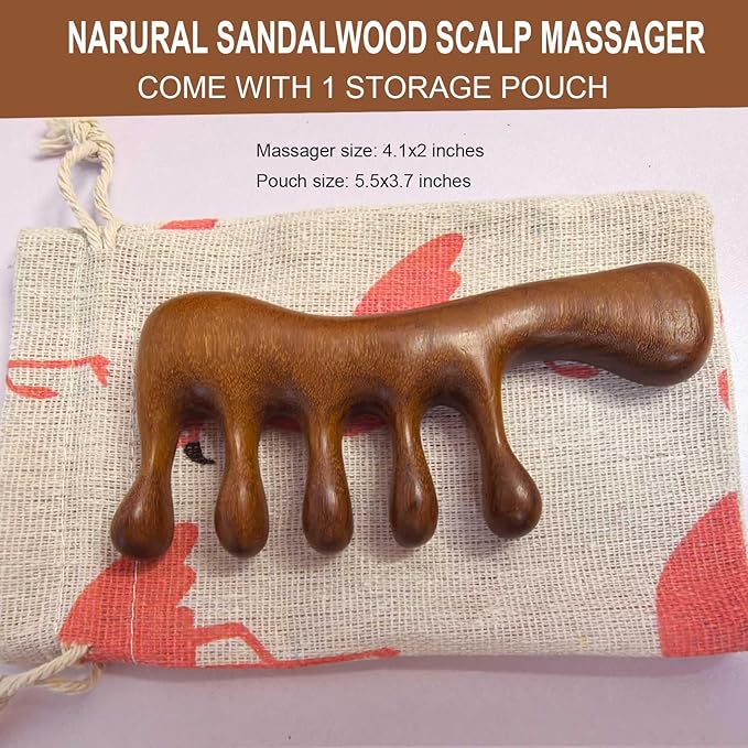Loc Comb, Loc Comb for Sisterlocks, Wooden Scalp Massager for Scalp Gua Sha - Sandalwood